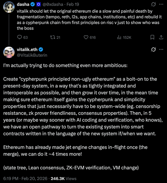 Виталик Бутерин заявил о разработке «элегантного Ethereum на принципах шифропанка»